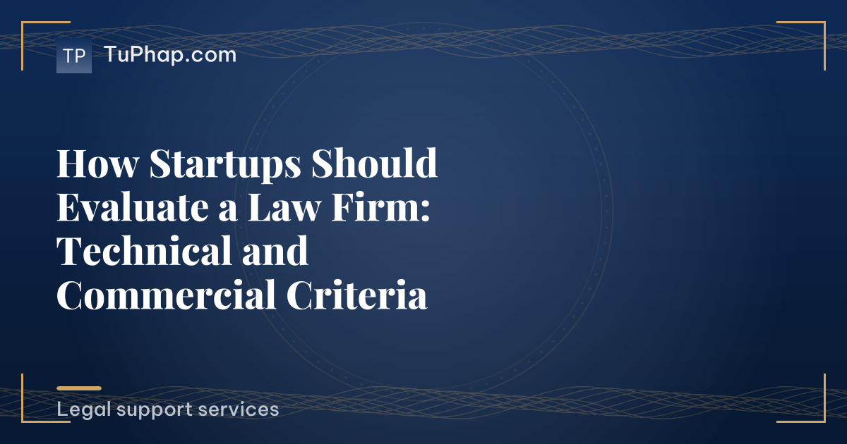 How Startups Should Evaluate a Law Firm: Technical and Commercial Criteria