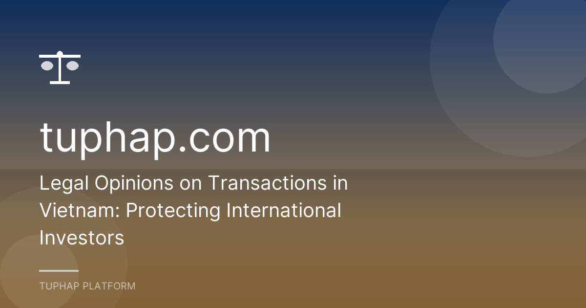 Legal Opinions on Transactions in Vietnam: Protecting International Investors